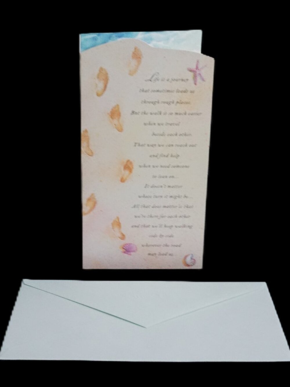 Hallmark Vintage Beach Footprint Support Between You & Me Sympathy Greeting Card